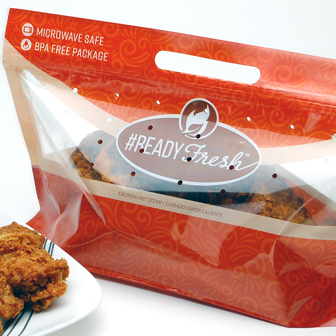 9" x 8" + 5"BG 2,6 mil #ReadyFresh® Grab-N-Go Pouch -- 4 stuks kip, 250/CS | LK Packaging